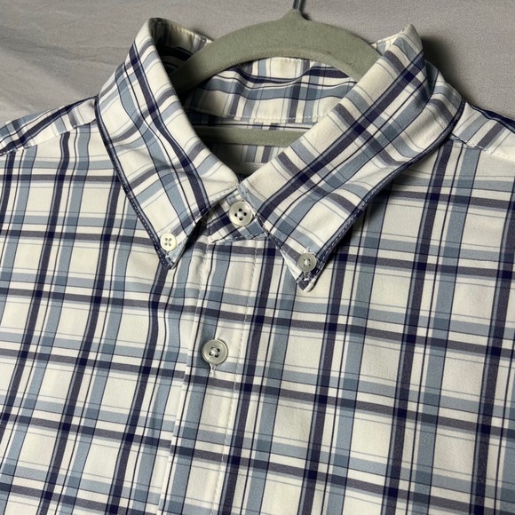 Mizzen+Main Other - Mizzen+Main Leeward Collection Plaid Shirt Mens Large Blue White Stretch